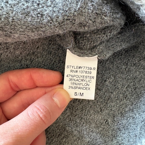 Dreamers By Debut Womens Grey White Gingerbread Sweater Mockneck Long Sleeve - Picture 8 of 9